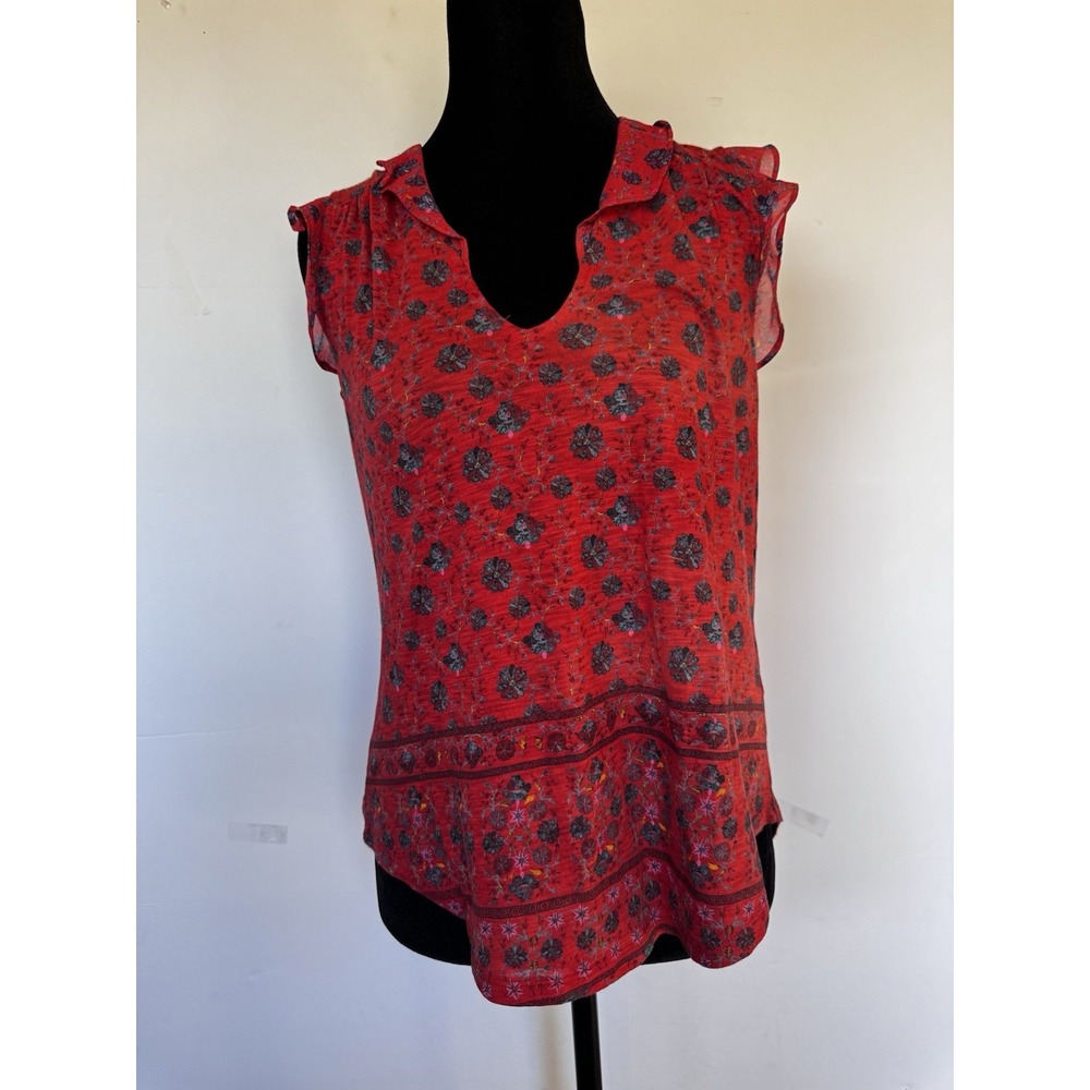 Lucky Brand Women's Floral Print Cotton Modal Blend Boho Casual Blouse Top S